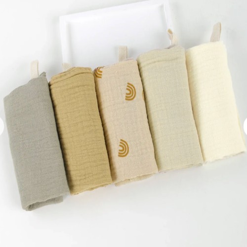 Mamanest - Baby Cotton - Washcloth set - 5 pack  - 6 layer baby wash towel - Colour - Khaki